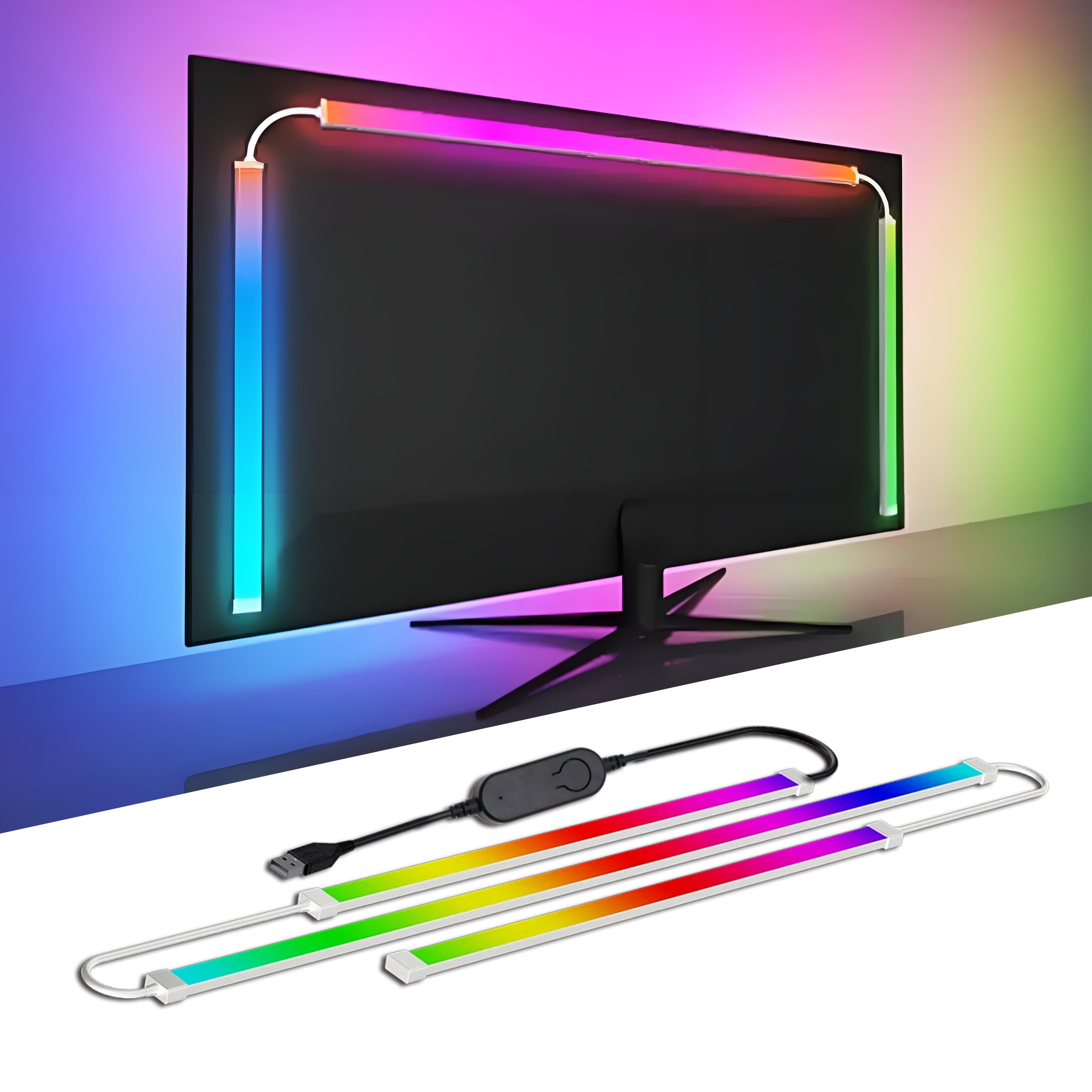 RGBIC LED Strip Lights for PC Setup with Music Sync – USB Backlight for Monitor & Desk Gaming