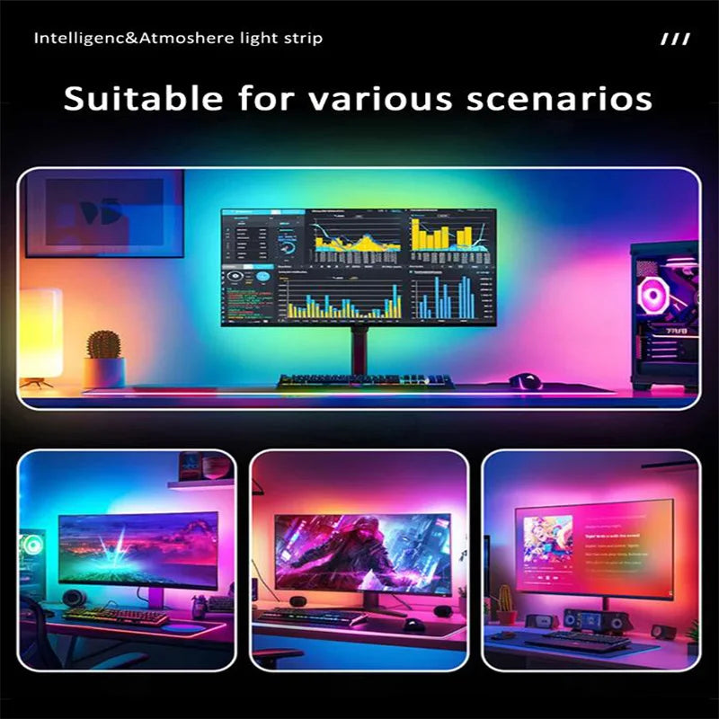 RGBIC LED Strip Lights for PC Setup with Music Sync – USB Backlight for Monitor & Desk Gaming