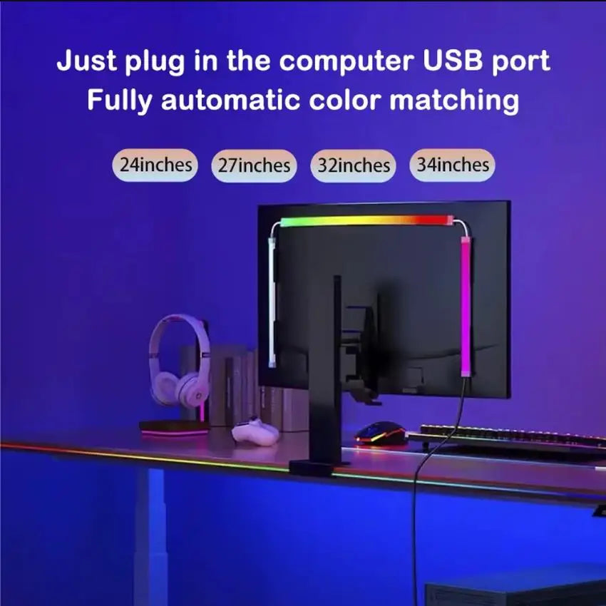 RGBIC LED Strip Lights for PC Setup with Music Sync – USB Backlight for Monitor & Desk Gaming